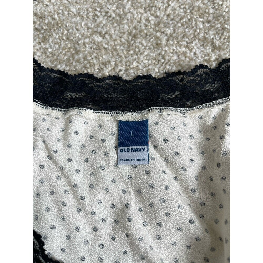 Old Navy Polka Dots Babydoll Mini Dress Lace Trim L Romantic Y2K Dainty Cottage - Picture 8 of 12